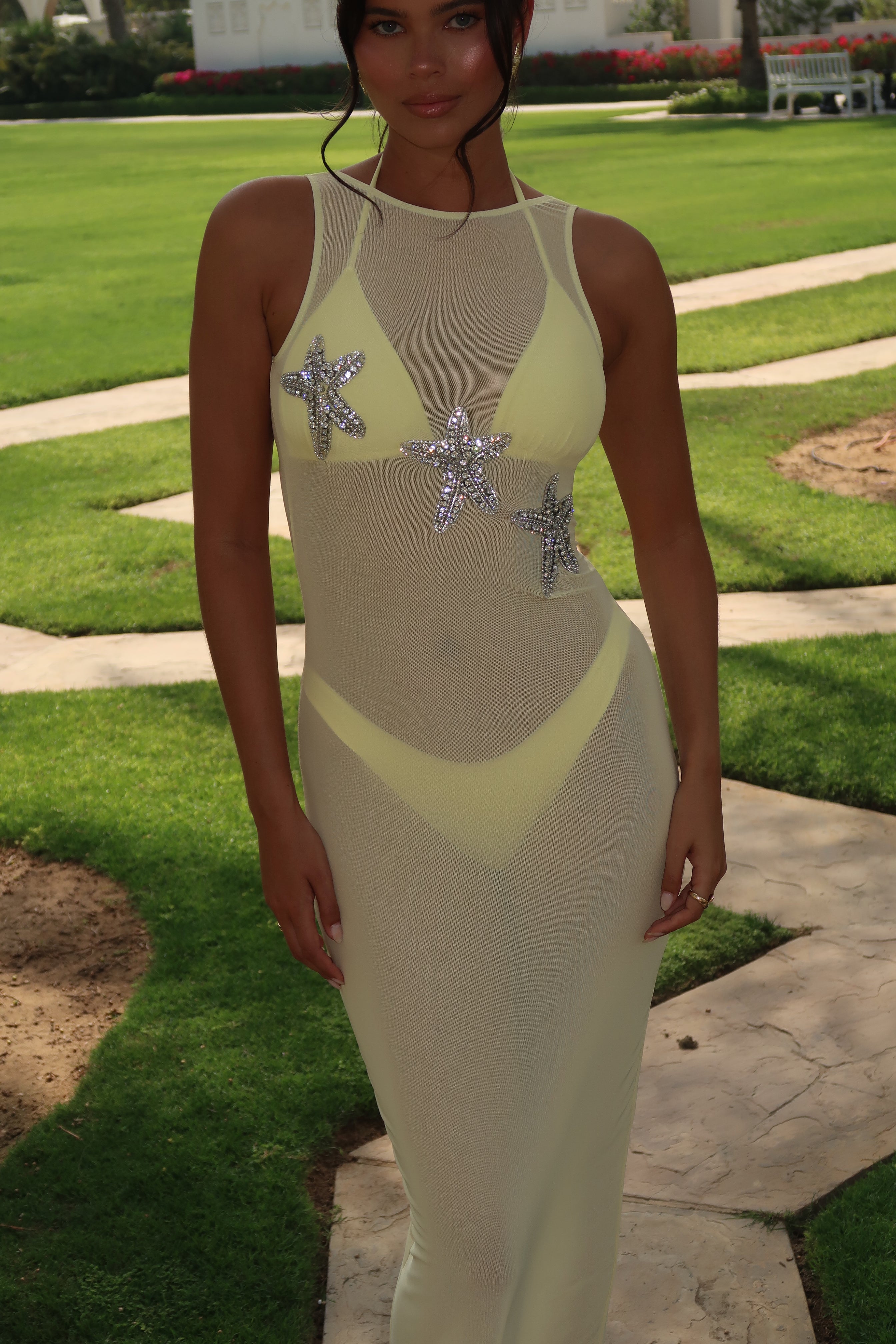 LUNA MESH DRESS - LEMON