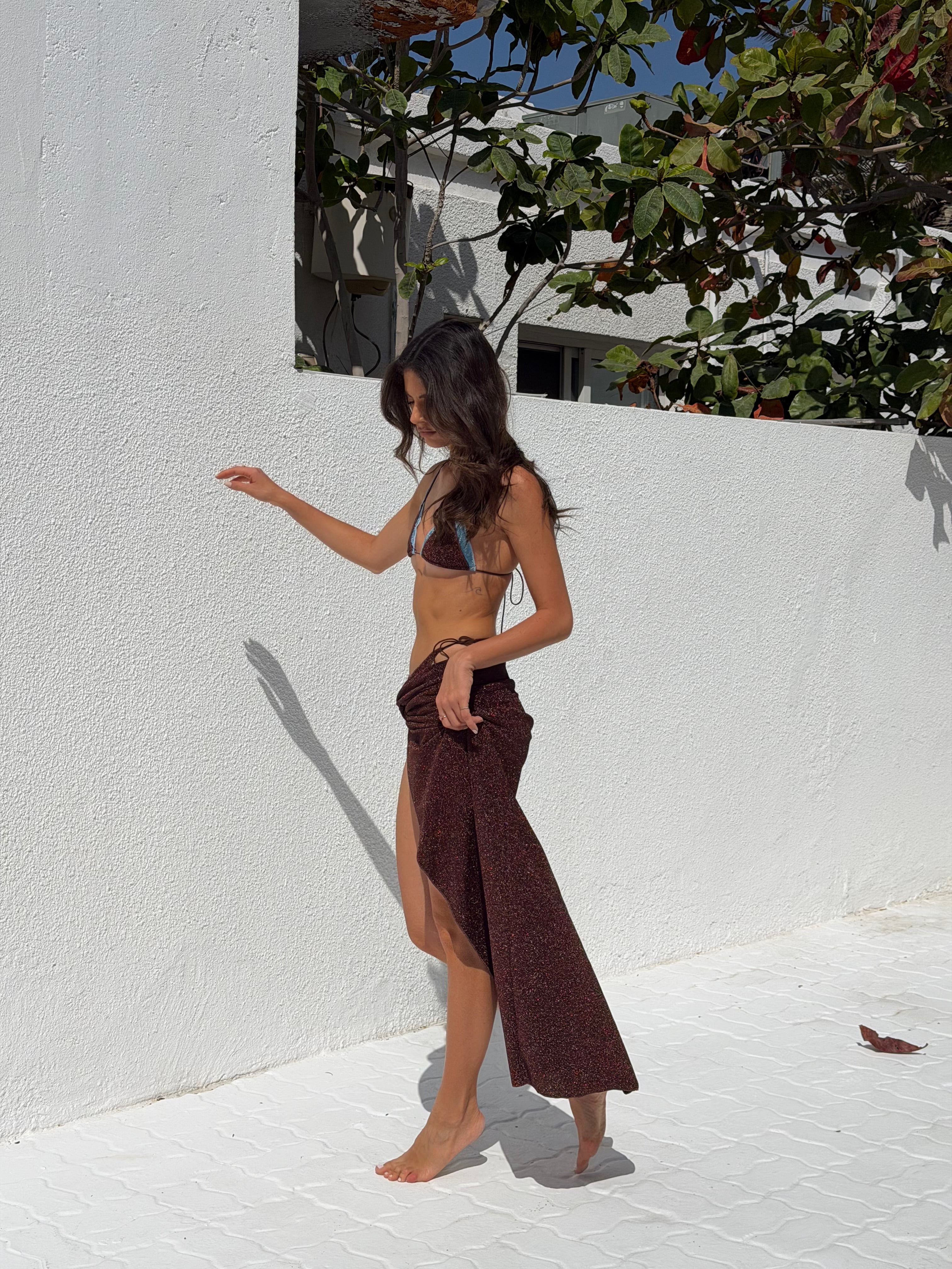 ST TROPEZ MAXI SKIRT - ESPRESSO SPARKLE