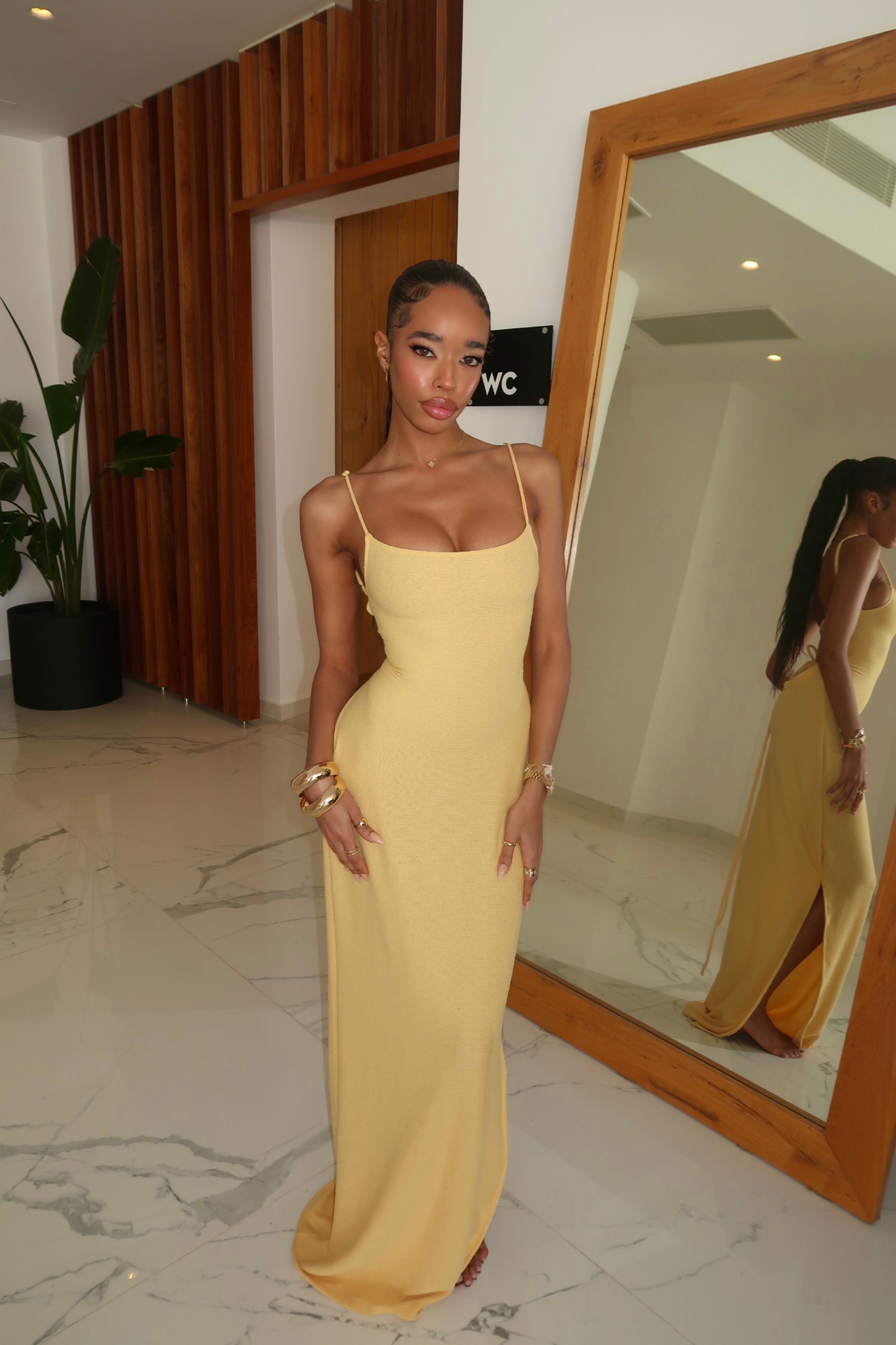 SANTORINI KNIT MAXI DRESS - SUNFLOWER