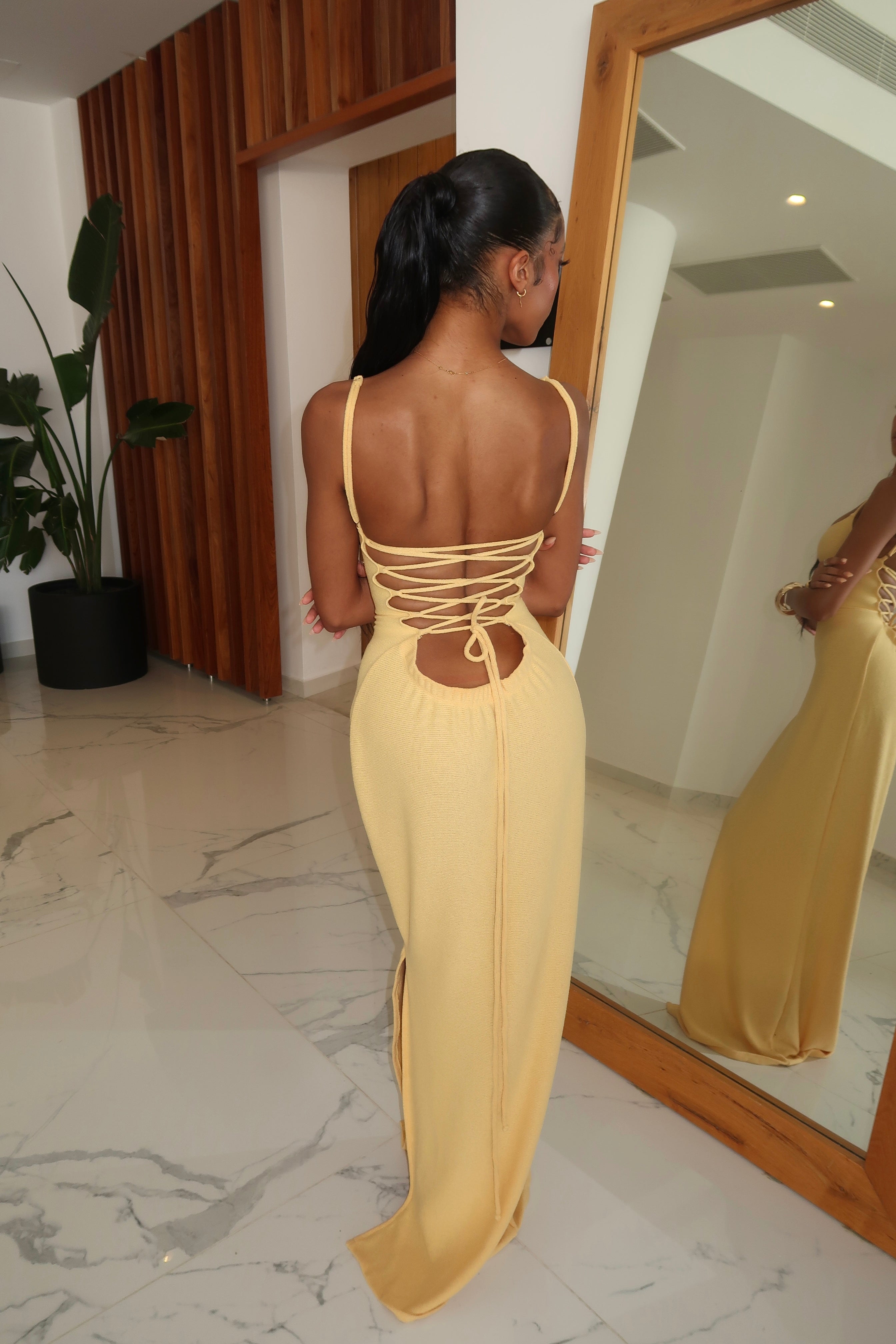 SANTORINI KNIT MAXI DRESS - SUNFLOWER