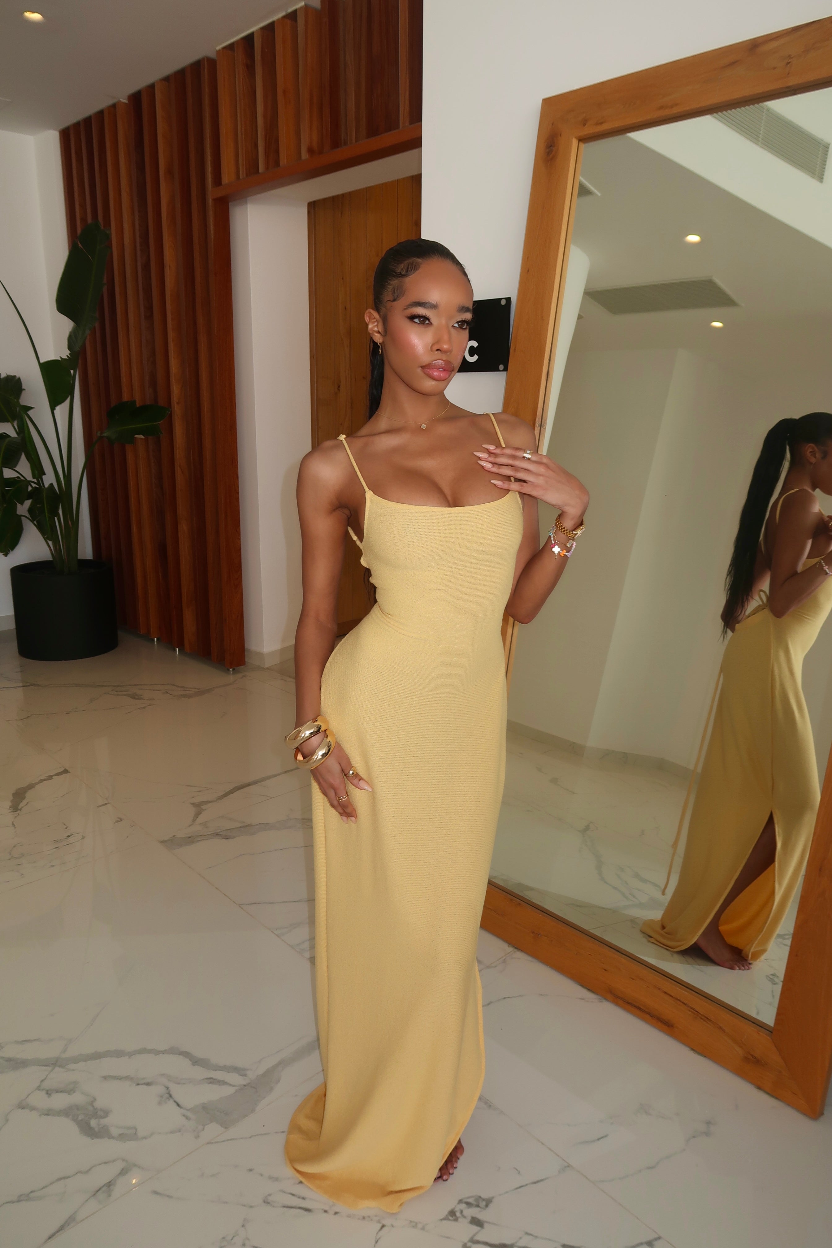 SANTORINI KNIT MAXI DRESS - SUNFLOWER