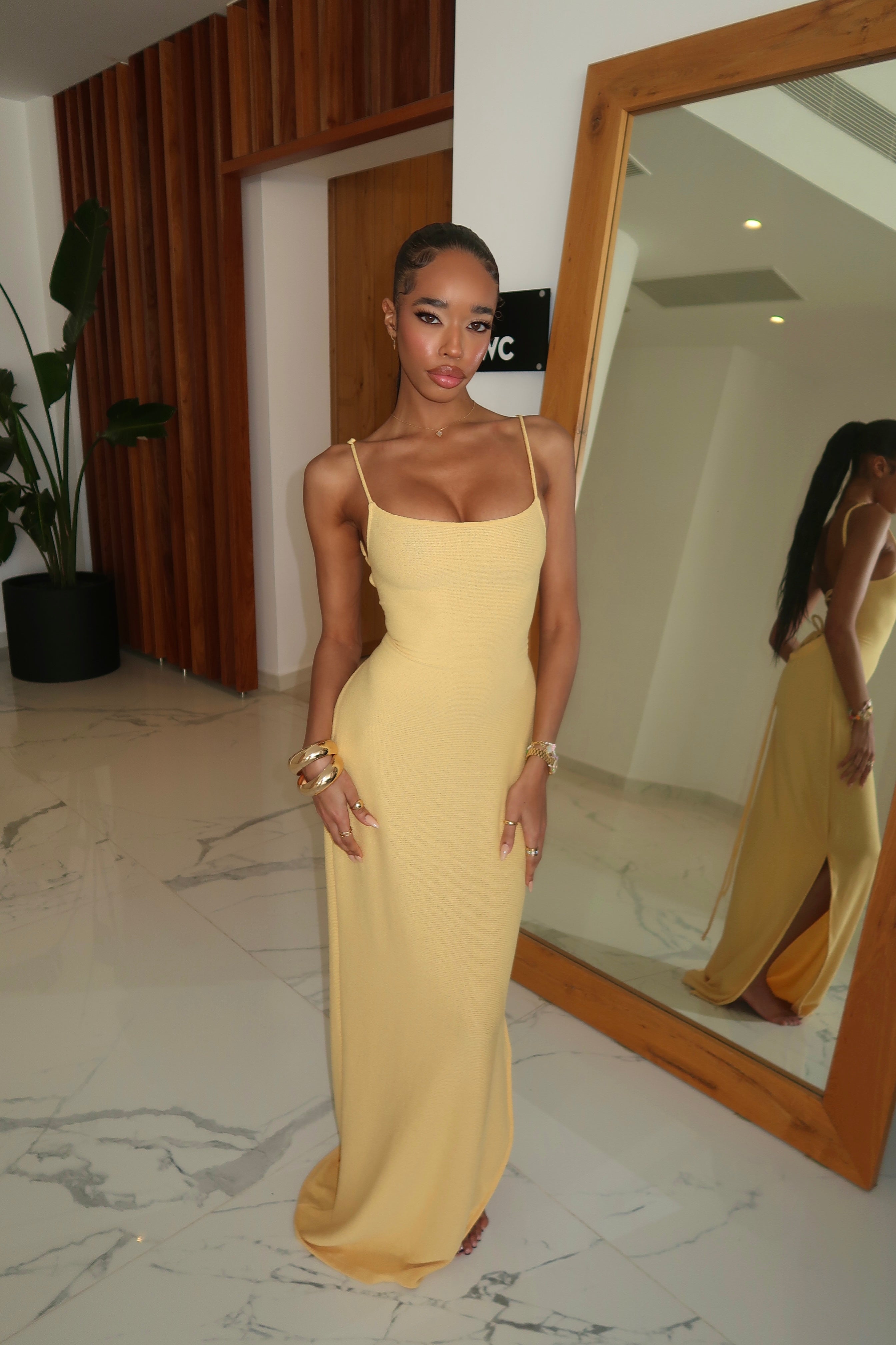 SANTORINI KNIT MAXI DRESS - SUNFLOWER