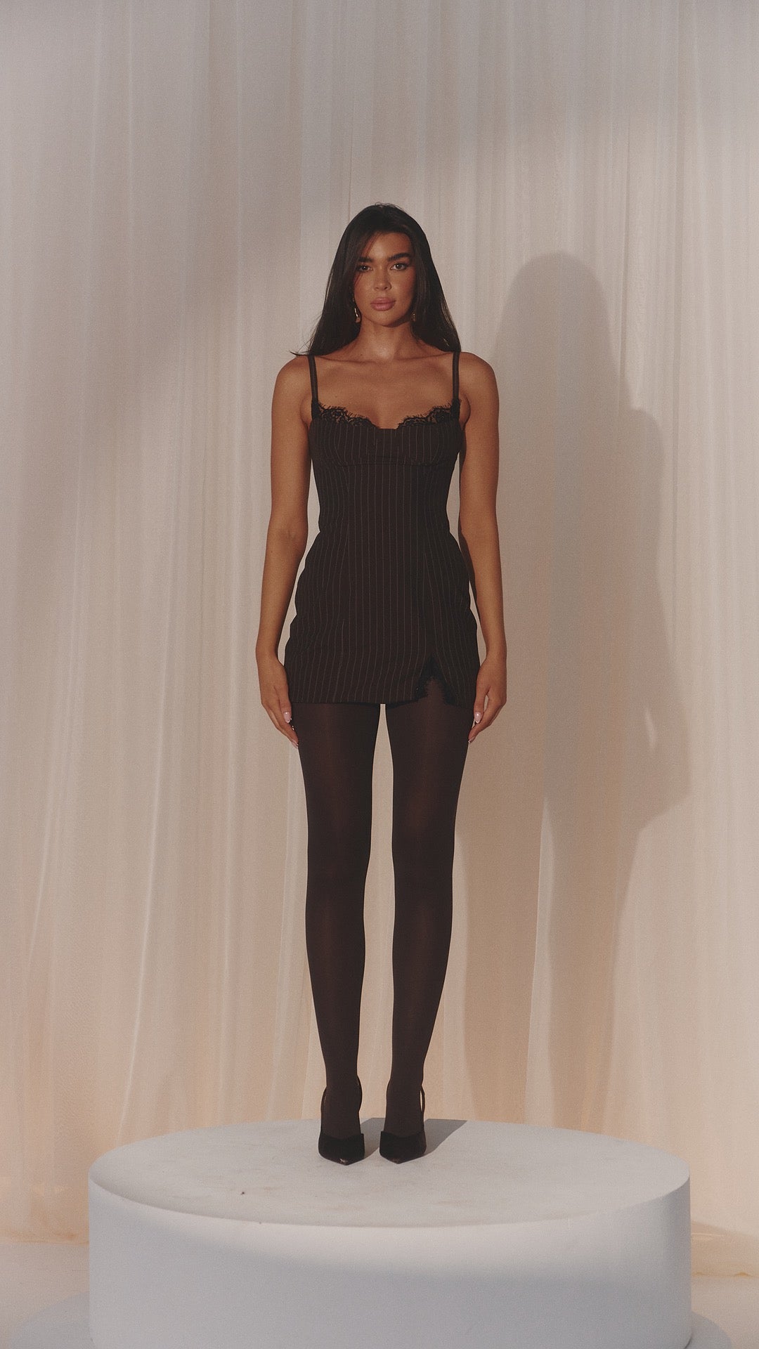 VALENTINA ESPRESSO LACE MINI DRESS