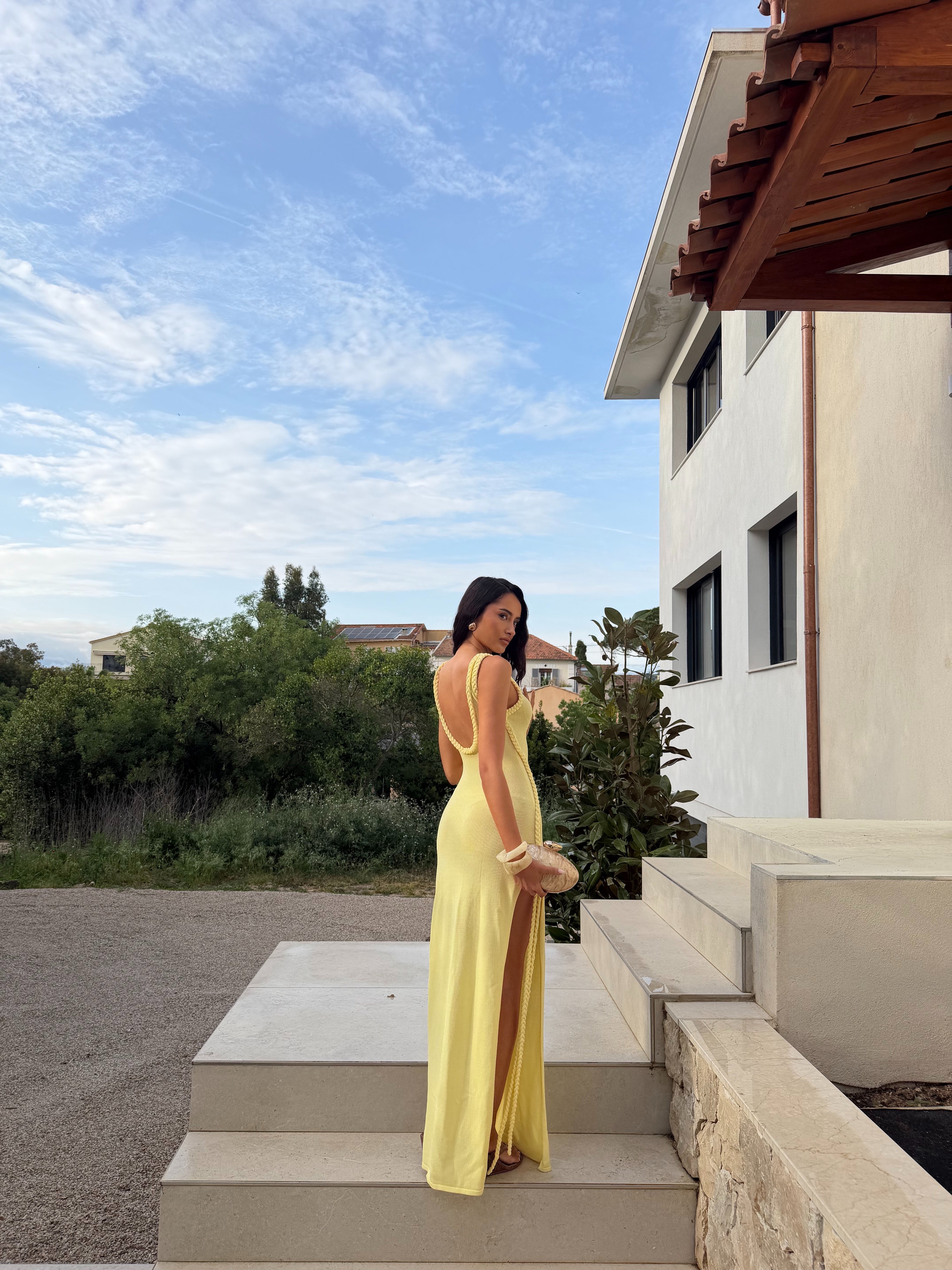 SASKIA PLAIT DRESS - LEMON