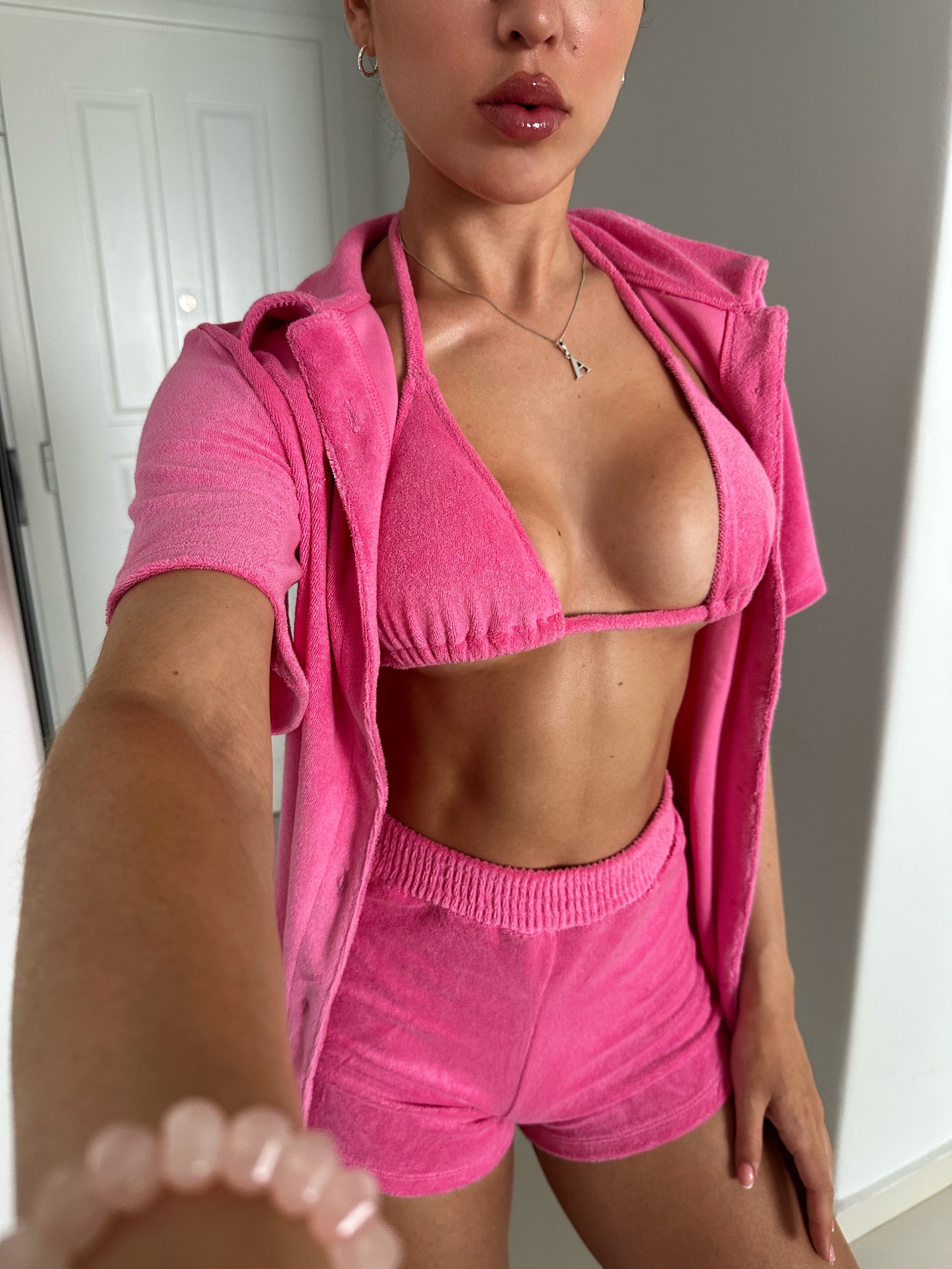 PINK TOWELLING SHIRT
