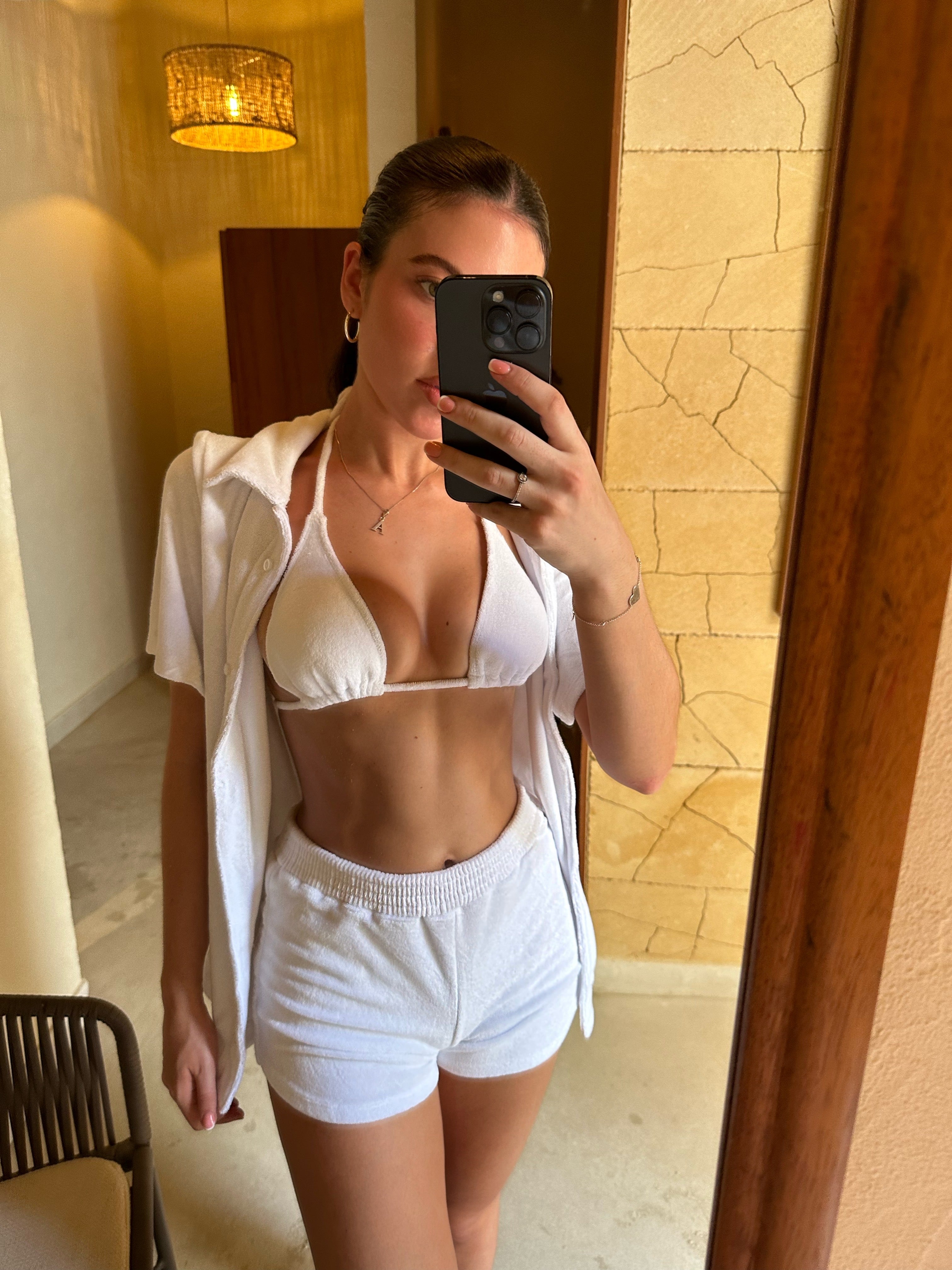 WHITE TOWELLING SHIRT