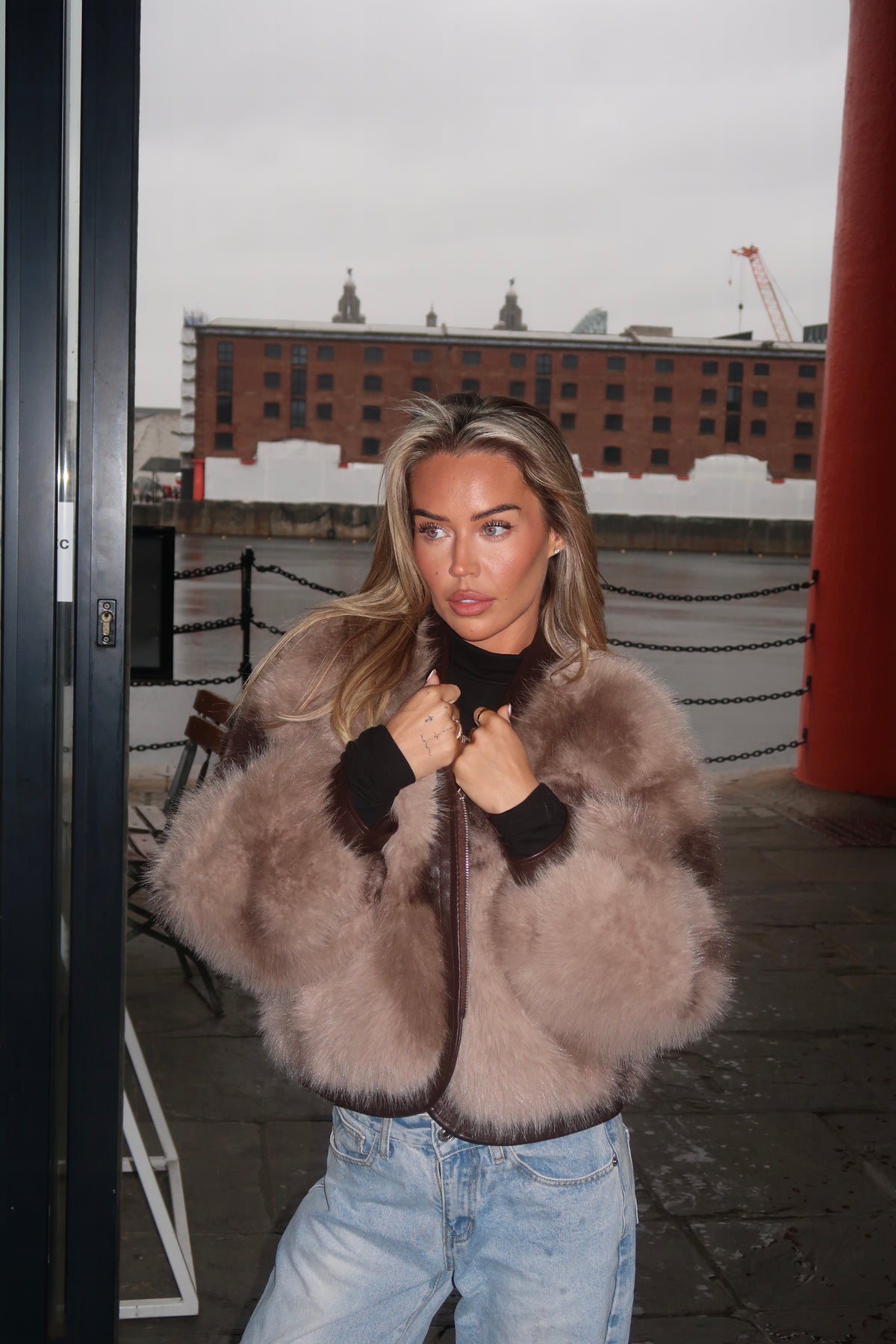 CELINE FAUX FUR BOMBER - MARBLE