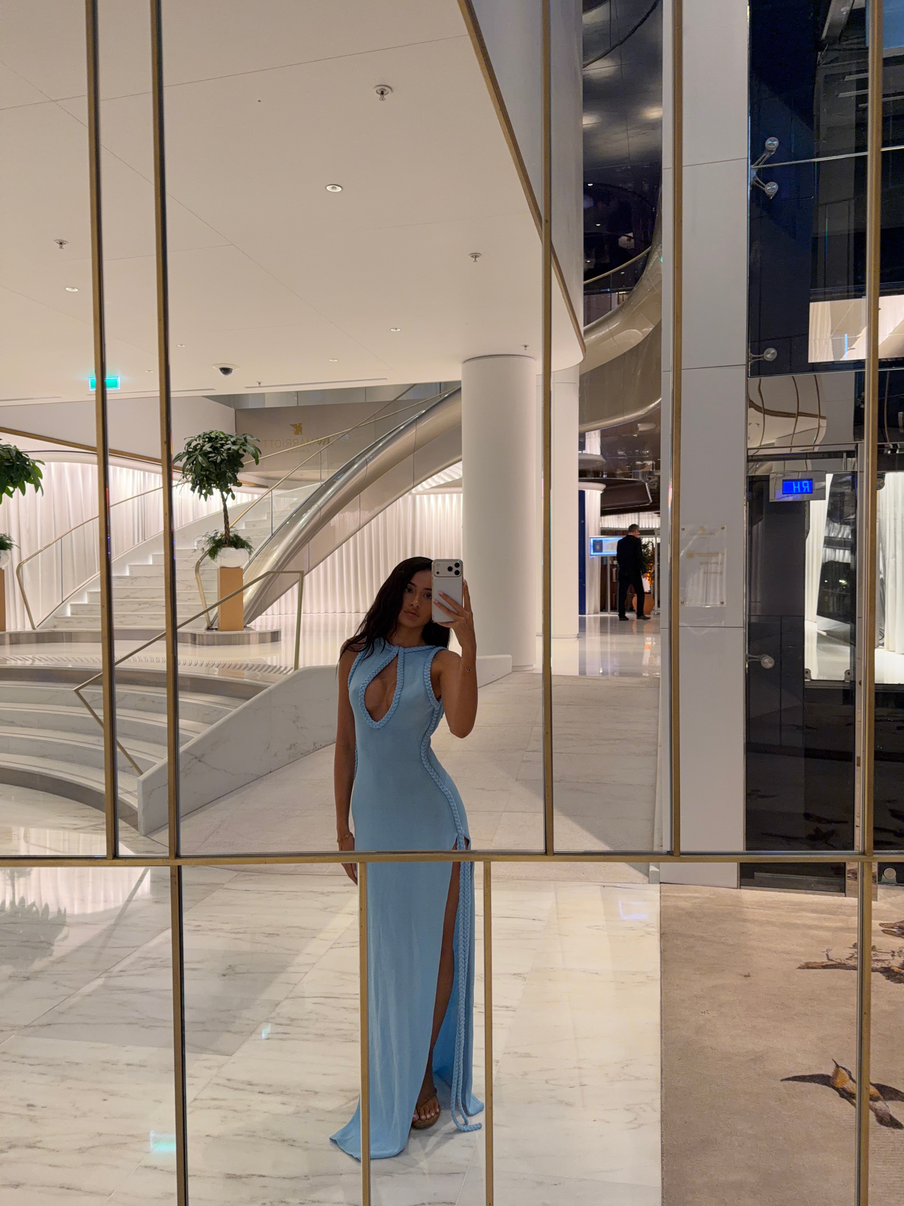 SASKIA PLAIT DRESS - BABY BLUE