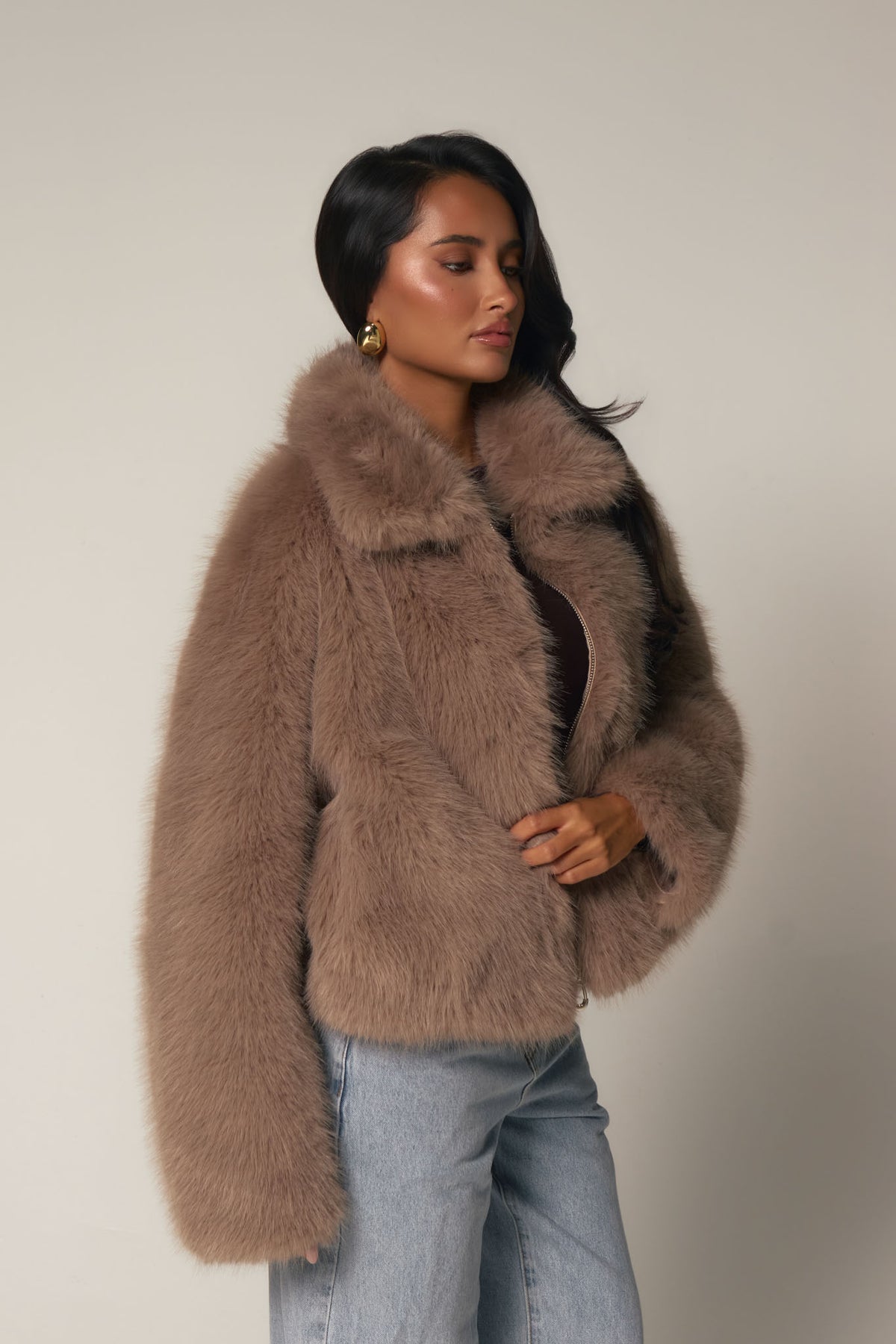 VIENNA FAUX FUR - TAUPE
