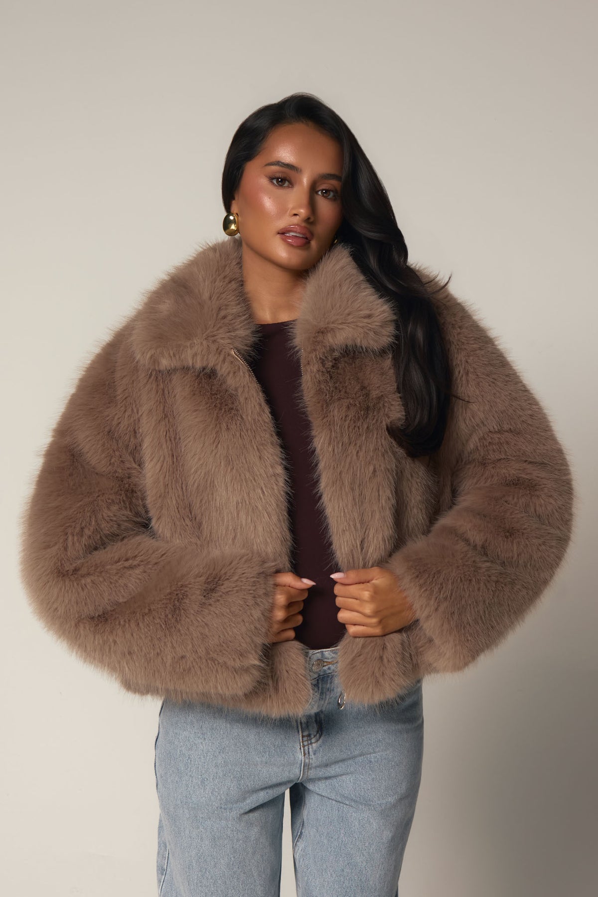 VIENNA FAUX FUR - TAUPE