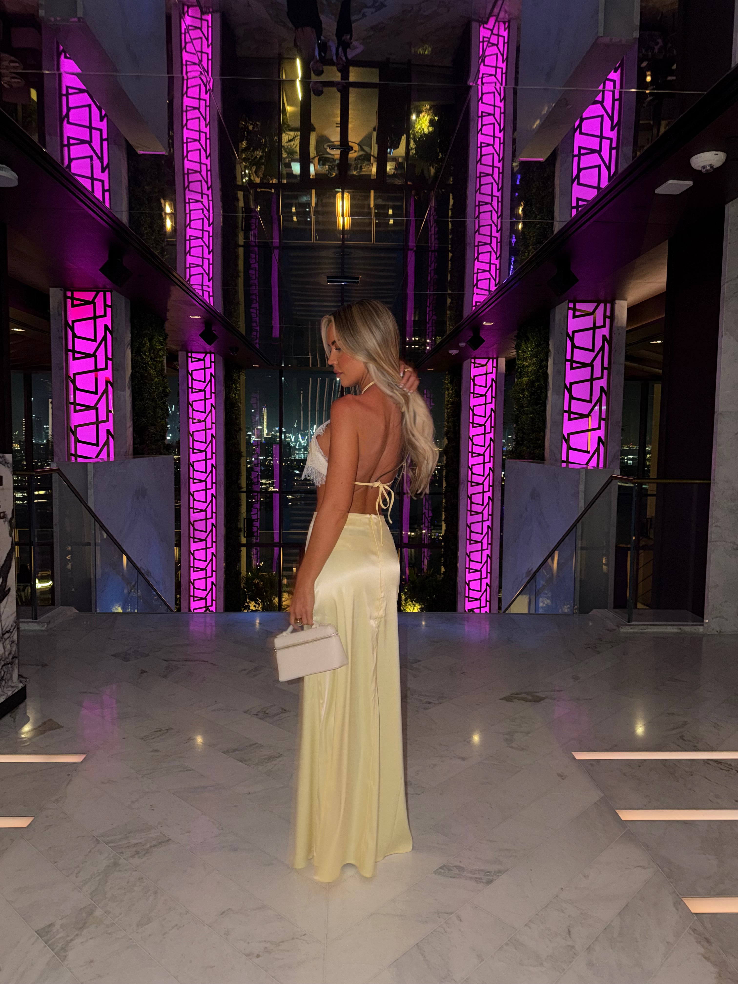 DAHLIA LEMON SATIN TWO PIECE