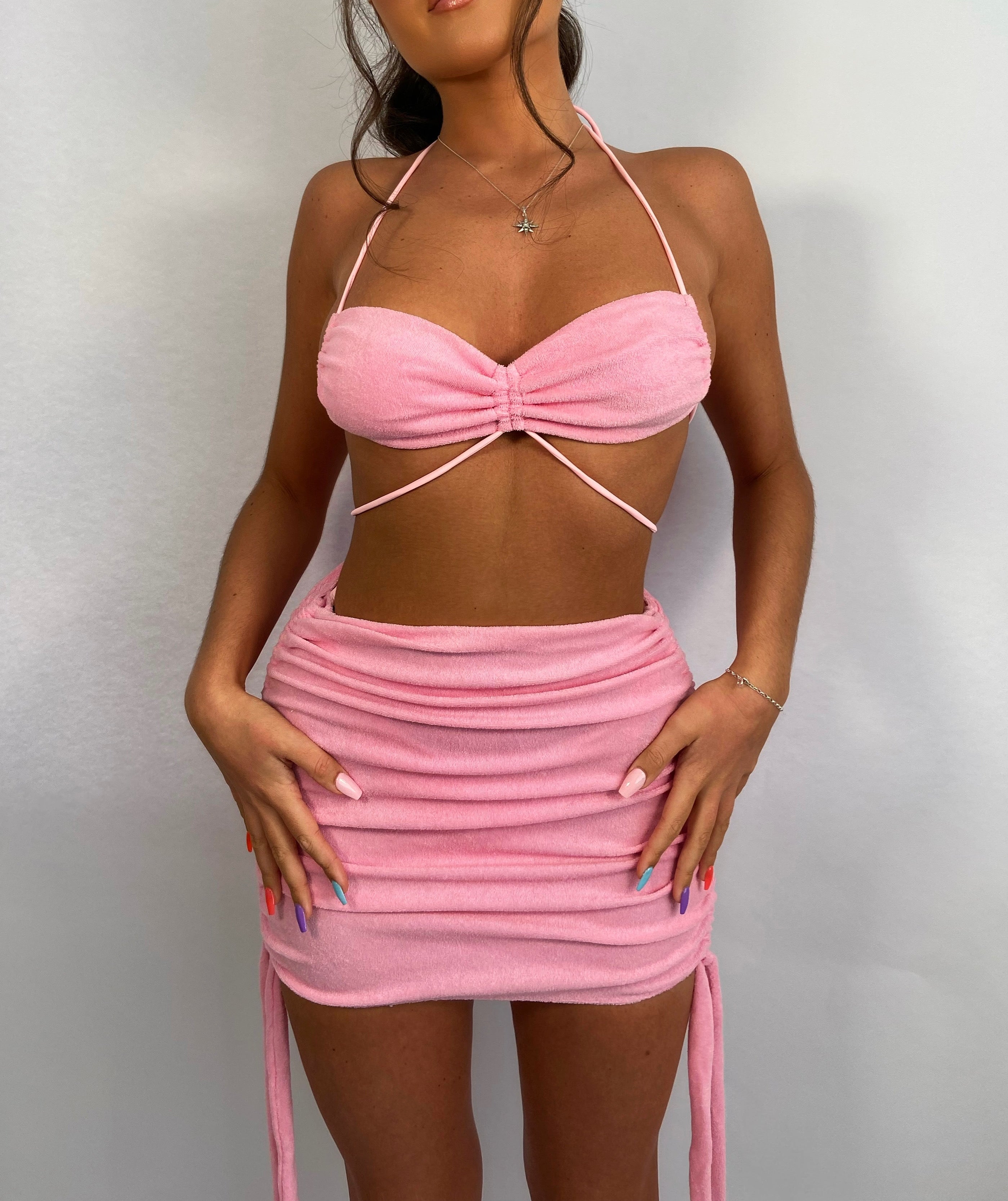 PINK TOWELLING THREE PIECE
