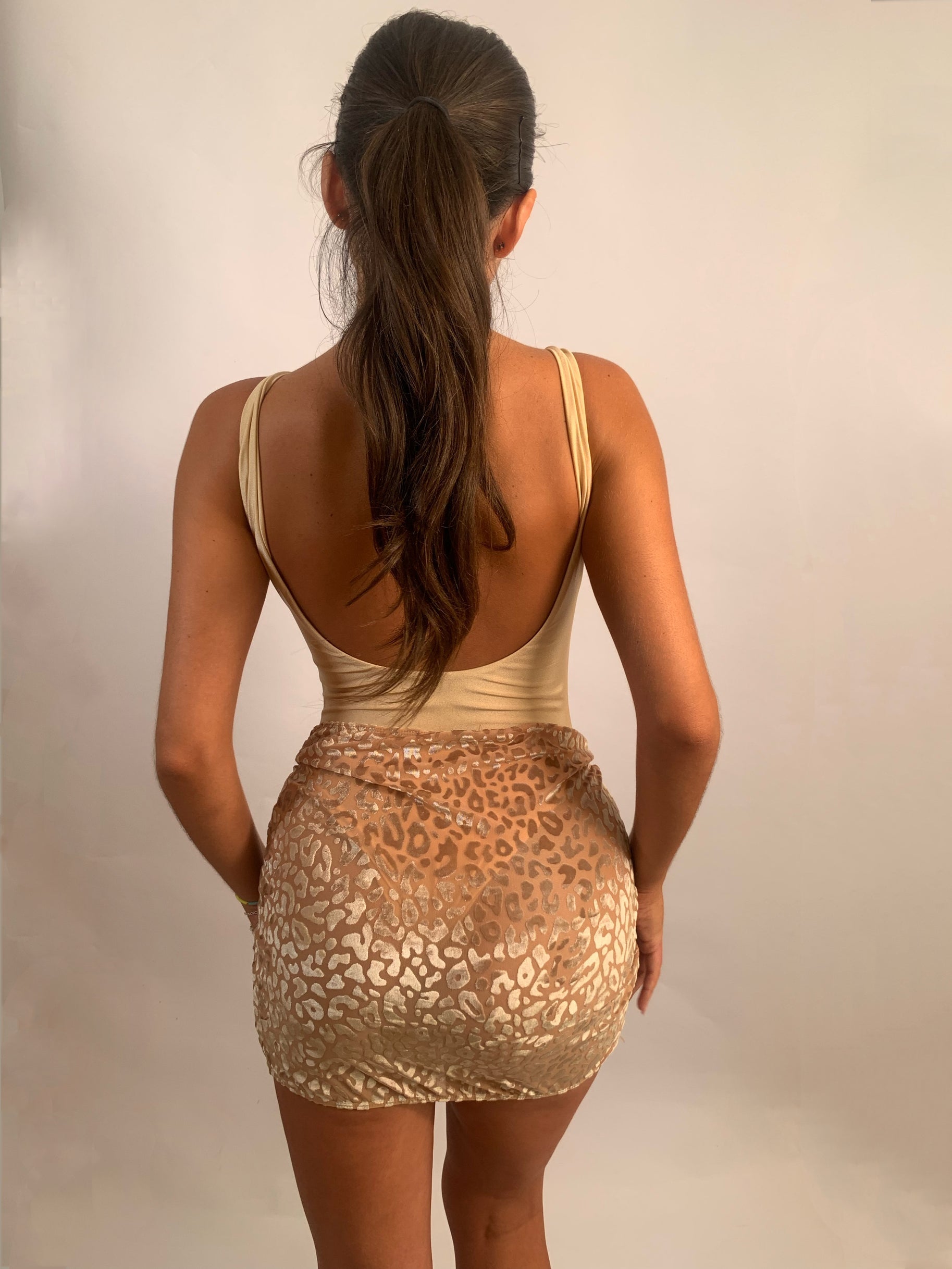 GOLD LEOPARD RUCHED SKIRT
